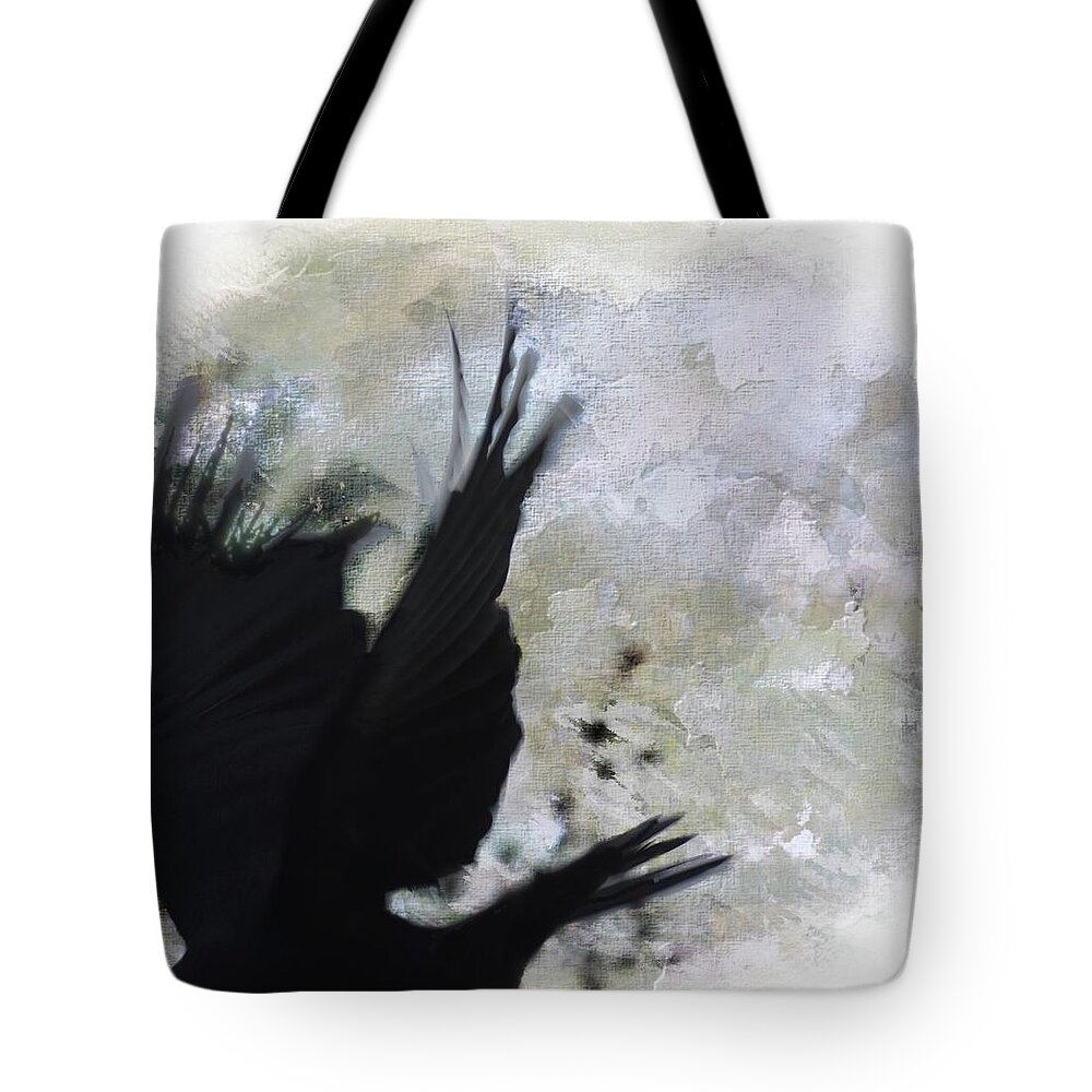  Tote Bag featuring the photograph Crow Fly by Stoney Lawrentz