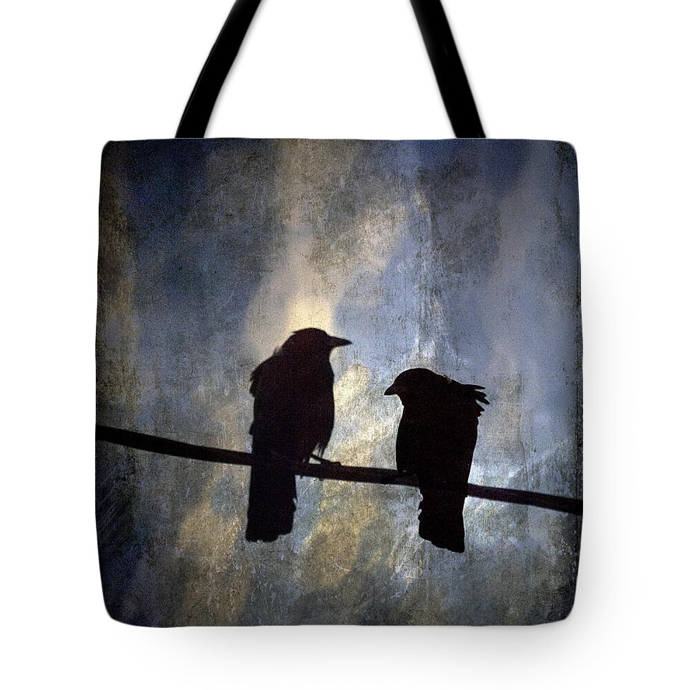Crow Tote Bag featuring the photograph Crows and Sky by Carol Leigh
