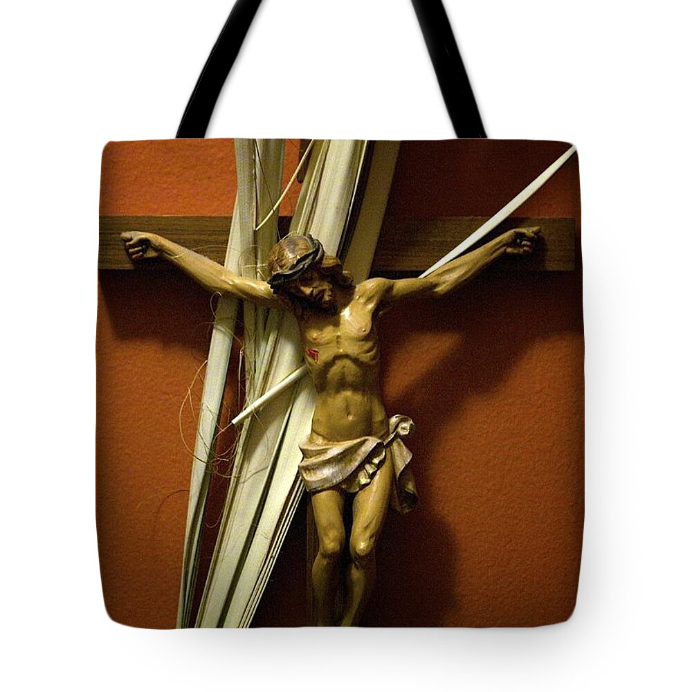 Crucifix Tote Bag featuring the photograph Crucifix by Frank J Casella