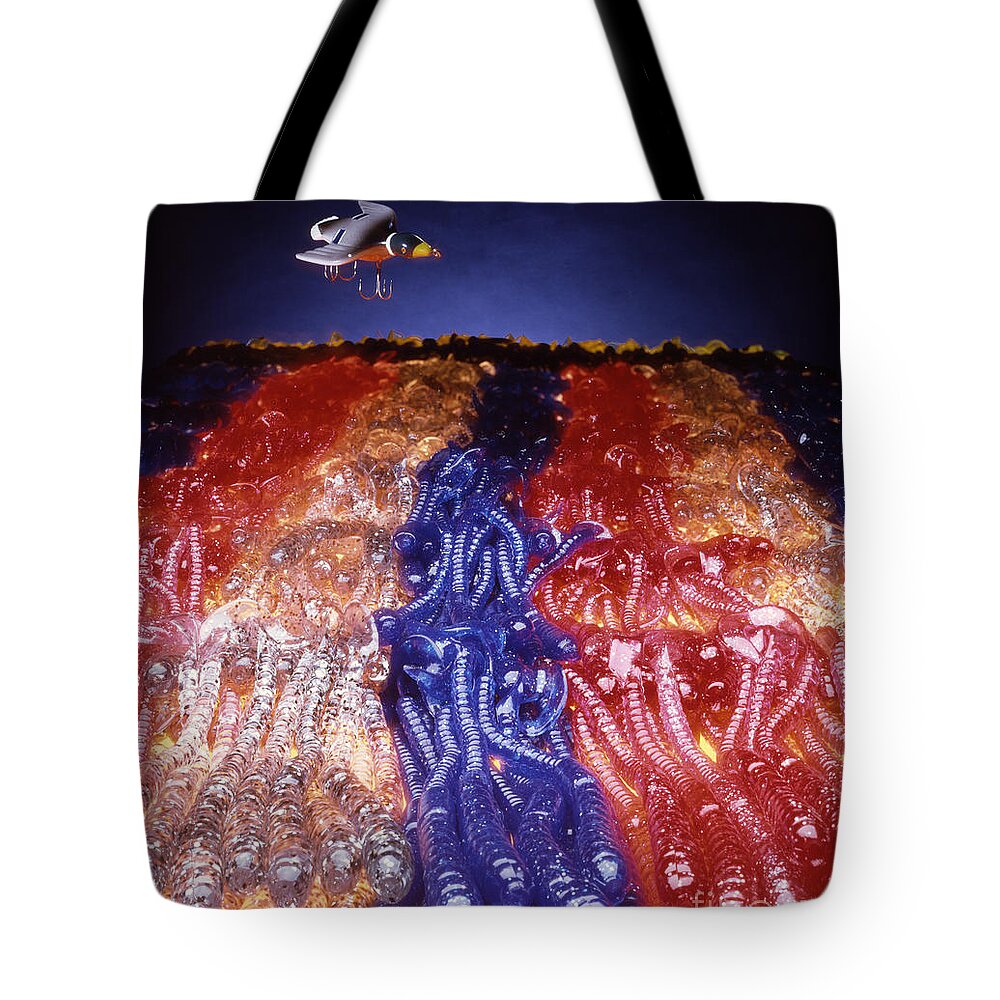 Bait Tote Bag featuring the photograph Cruising Above the Sea of Worms by Greg Kopriva