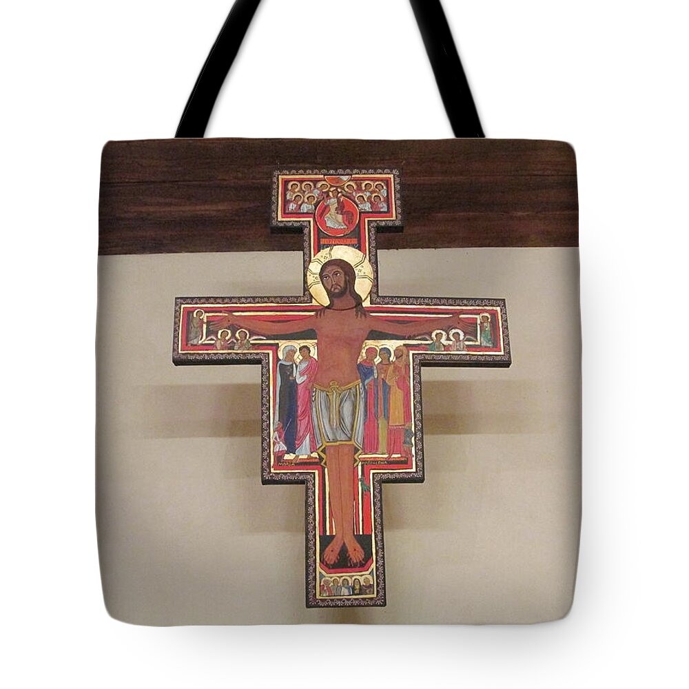 Saint Francis Tote Bag featuring the painting Cruz de San Damian by Sarah Hornsby