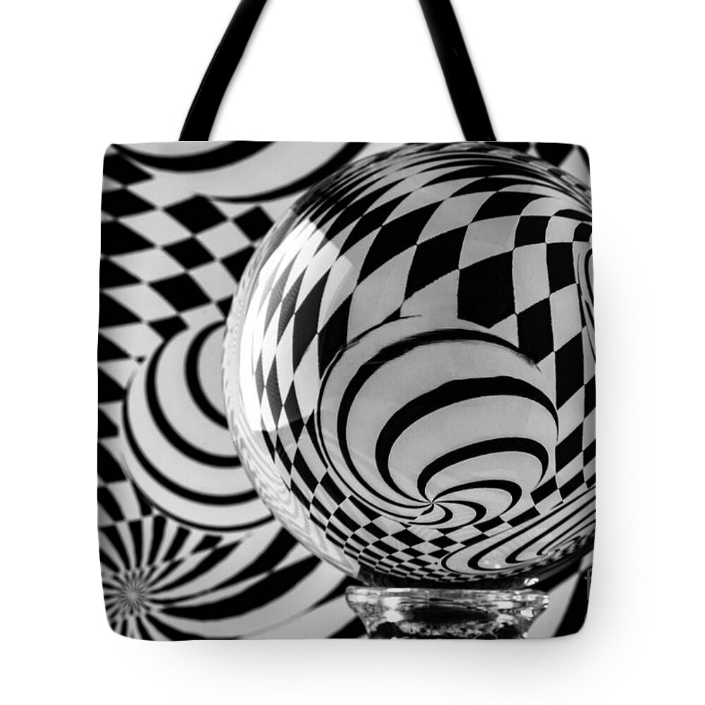 Crystal Ball Tote Bag featuring the photograph Crystal Ball Op Art 7 by Steve Purnell