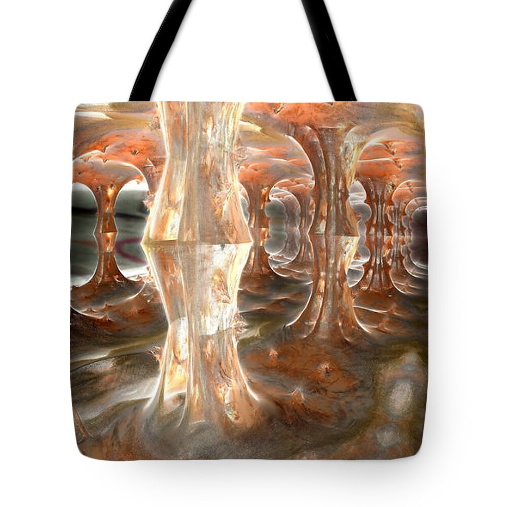 Fractal Tote Bag featuring the digital art Crystal Caves of Pfeleron by Richard Ortolano