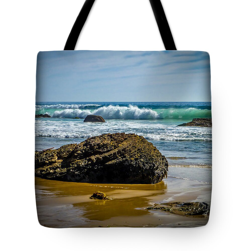Crystal Cove Tote Bag featuring the photograph Crystal Cove Surf by Pamela Newcomb