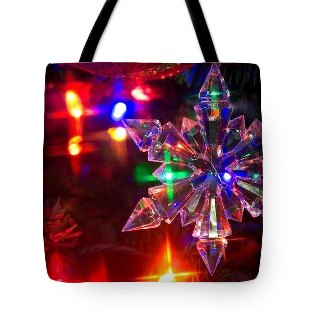 Christmas Tote Bag featuring the photograph Crystal Snowflake by Steph Gabler