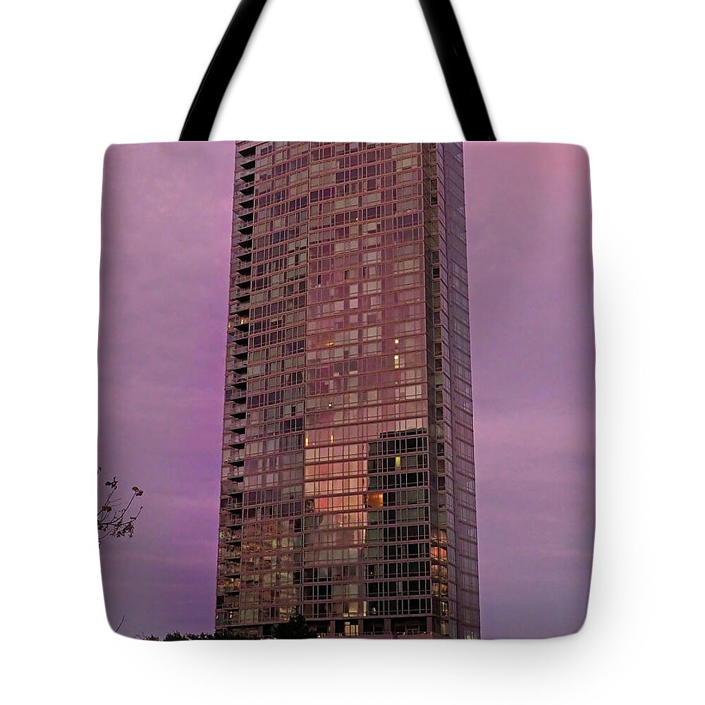 Jersery City Tote Bag featuring the photograph Crystal Skyscraper Sunset by Farol Tomson