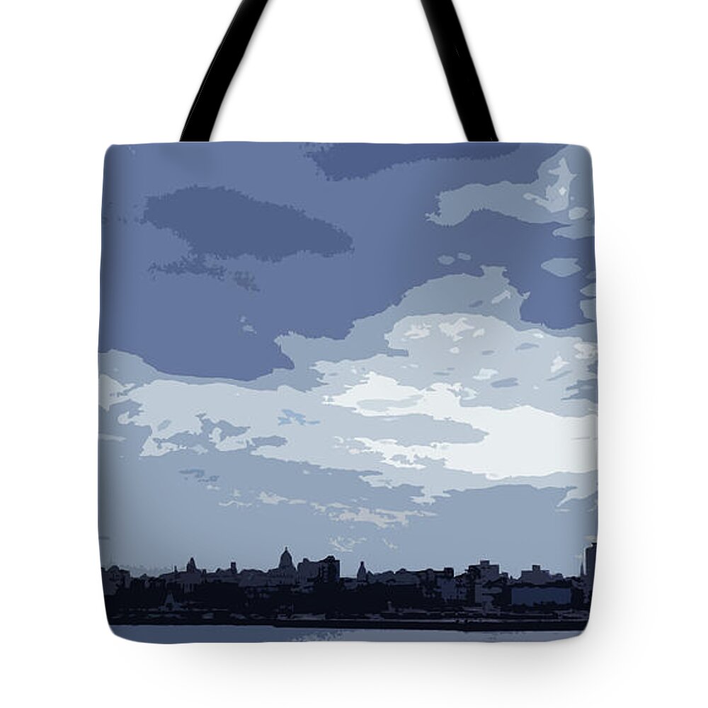 Digital Art Tote Bag featuring the digital art Cuba City and Skyline Art Ed4 by Francesca Mackenney