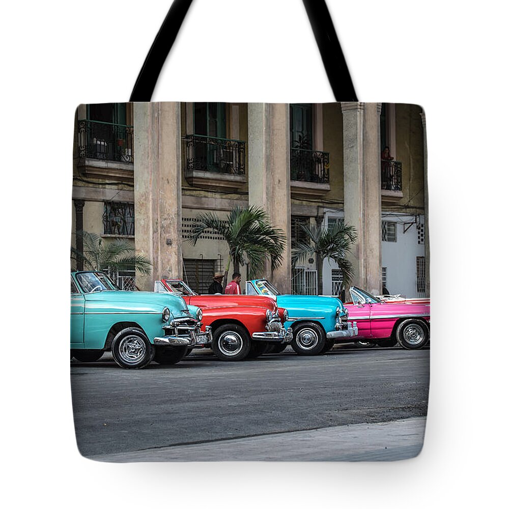 Cojimar Tote Bag featuring the photograph Cuban Car Show 2 by Art Atkins