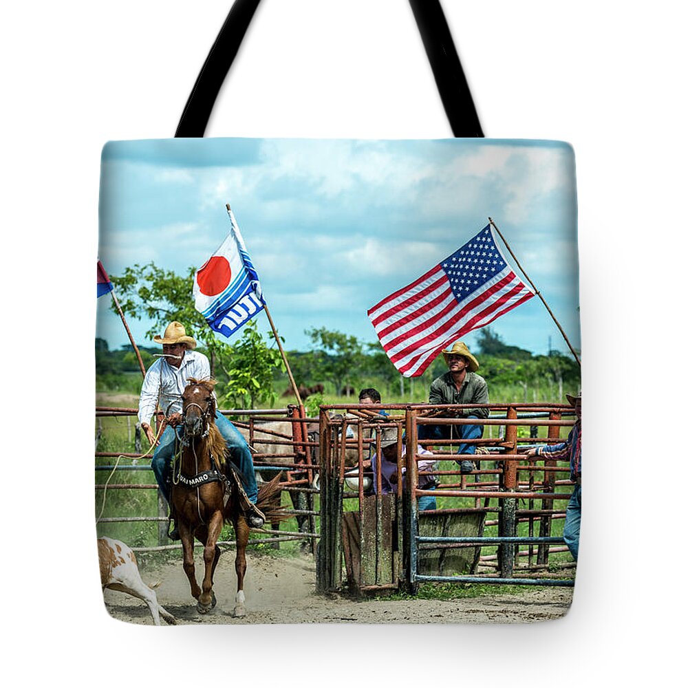 Architectural Photographer Tote Bag featuring the photograph Cuban Cowboys by Lou Novick