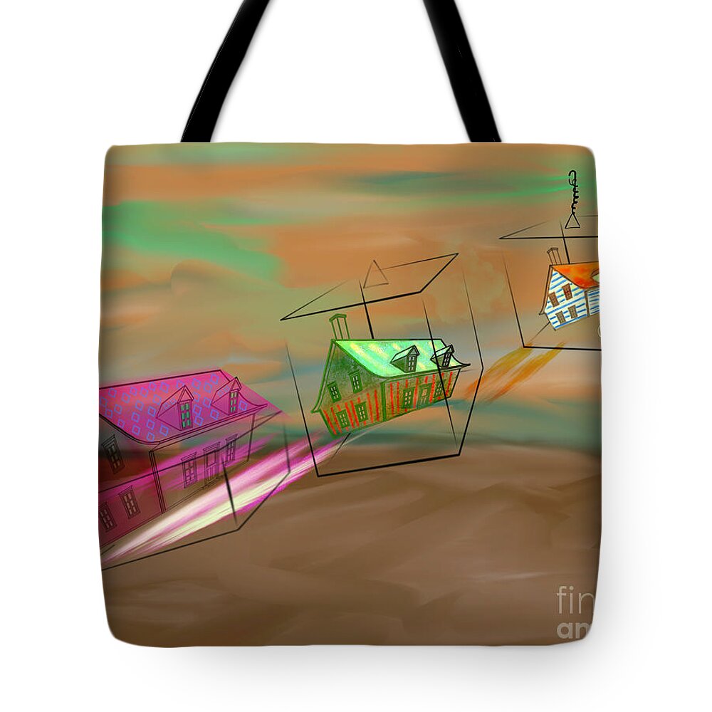 Cubes Tote Bag featuring the digital art Cubes by Dominique Fortier