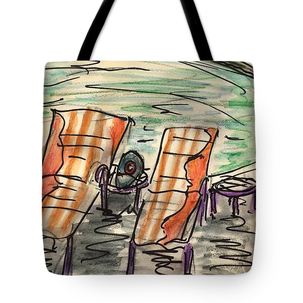 Still Life Tote Bag featuring the painting Lounge Chairs by Chuck Gebhardt