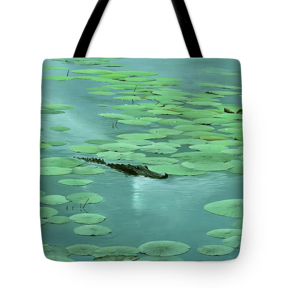 Alligator Tote Bag featuring the painting Cumberland Resident by Mike Brown