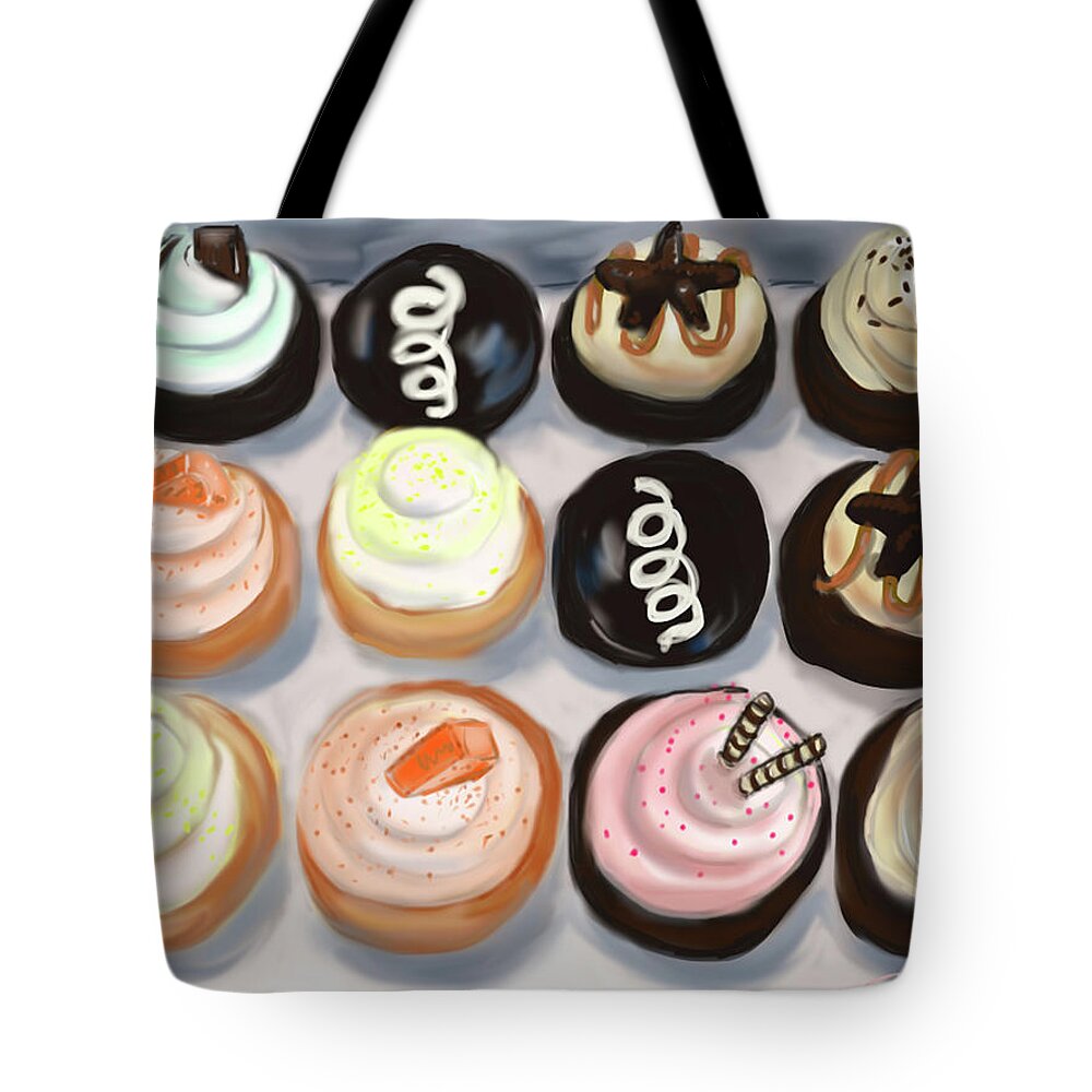 Cupcakes Tote Bag featuring the painting Cupcake Charlies by Jean Pacheco Ravinski