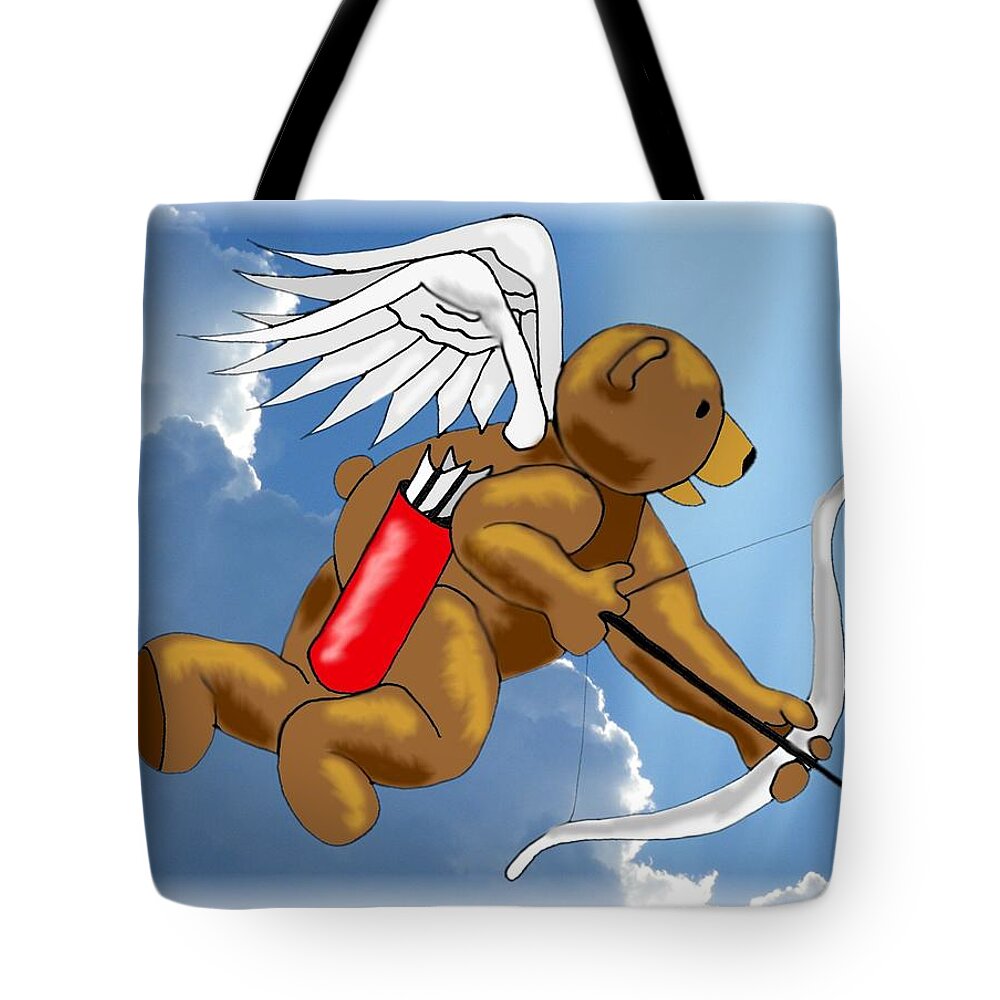 Bear Tote Bag featuring the digital art Cupid Bear by Scarlett Royale