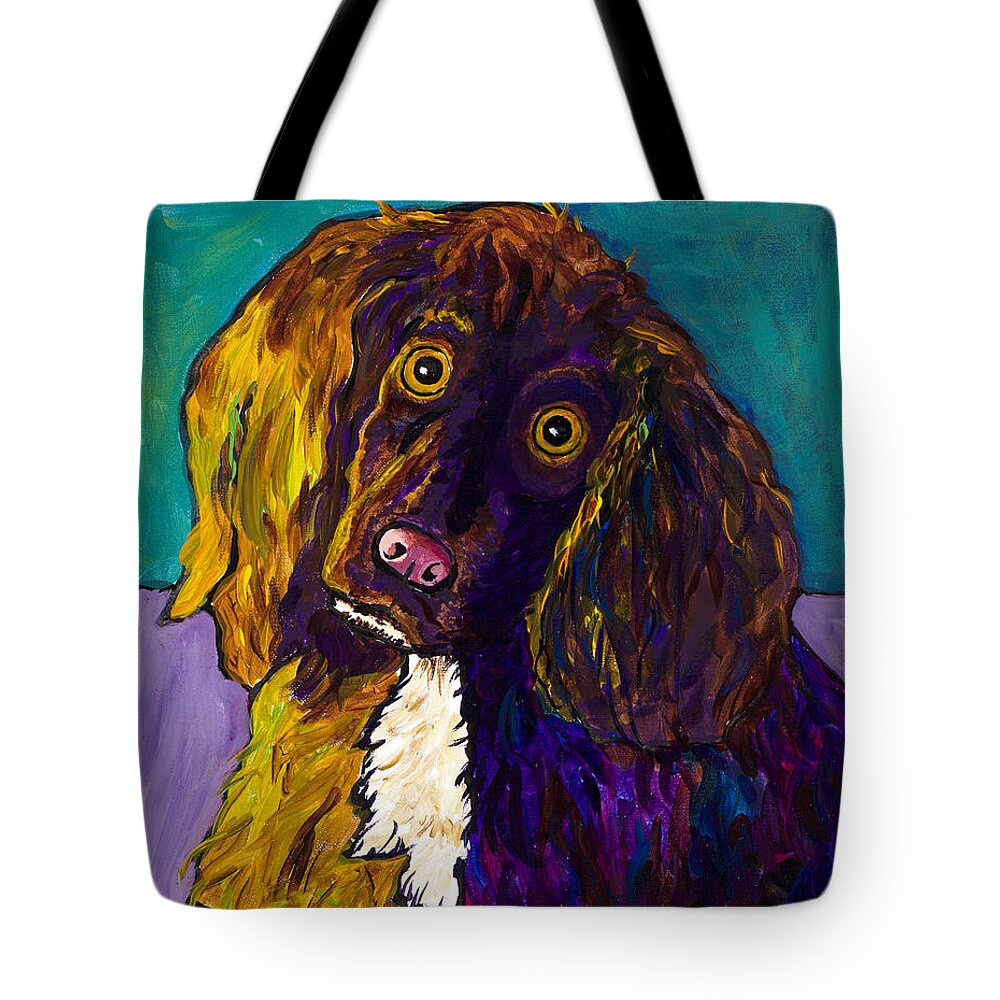 Dog Tote Bag featuring the painting Curious by Mary Benke