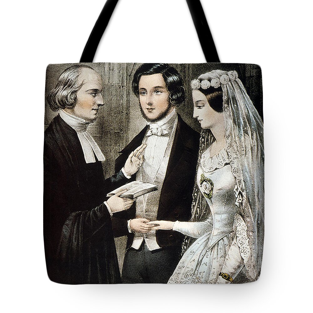 1847 Tote Bag featuring the photograph Currier: The Marriage by Granger