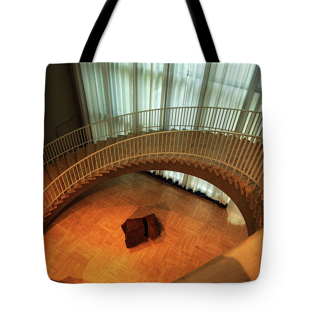 Curved Tote Bag featuring the photograph Curved Staircase by Alan Socolik