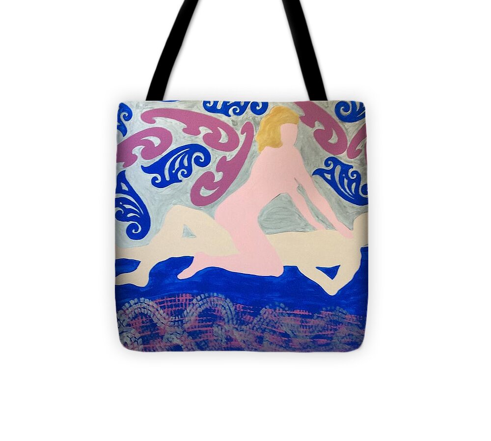 French Curves Tote Bag featuring the painting Curves by Erika Jean Chamberlin