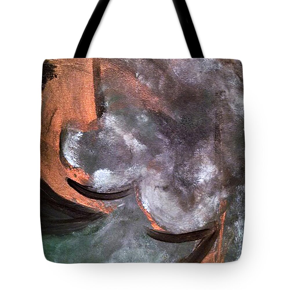 Nude Abstract Tote Bag featuring the painting Curves of Seduction by Jilian Cramb - AMothersFineArt