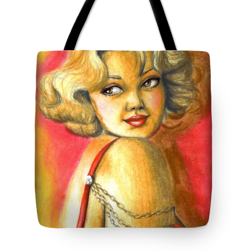 Face Tote Bag featuring the drawing Cute as Can Be by Scarlett Royale