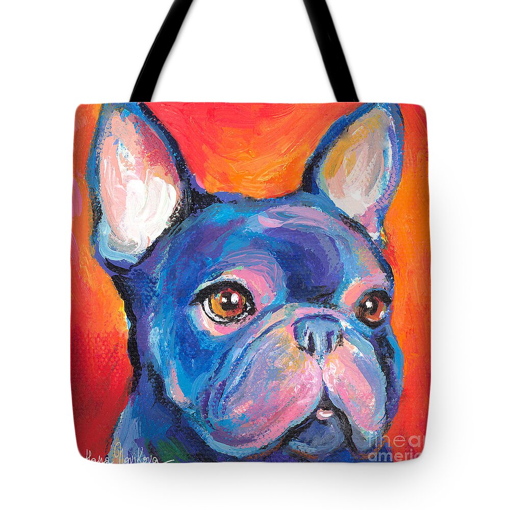 French Bulldog Gifts Tote Bag featuring the painting Cute French bulldog painting prints by Svetlana Novikova