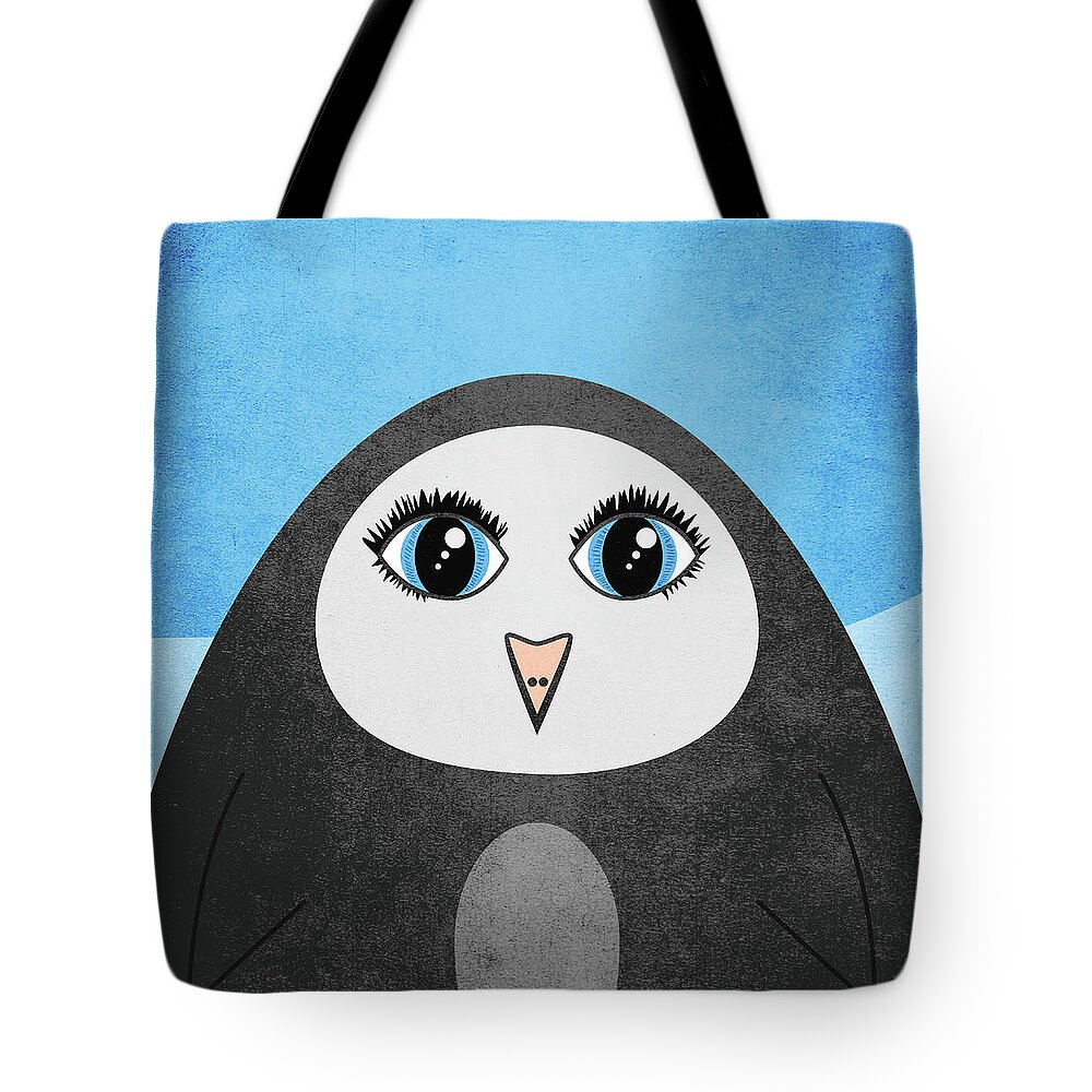 Penguin Tote Bag featuring the digital art Cute Geometric Penguin by Boriana Giormova