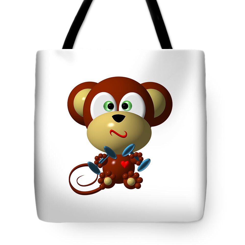 Monkeys Tote Bag featuring the digital art Cute Monkey Lifting Weights by Rose Santuci-Sofranko
