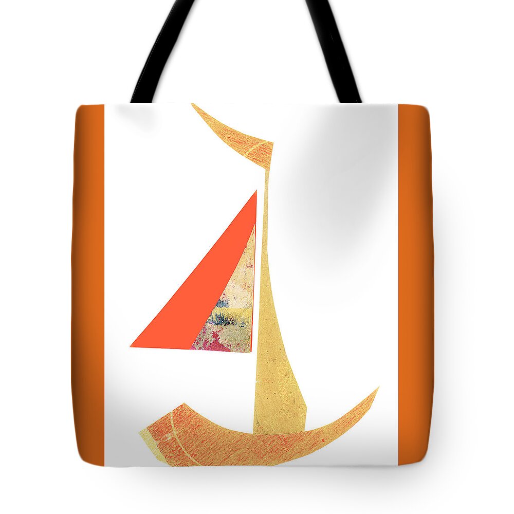 Cute Sailboat Collage Tote Bag featuring the mixed media Cute Sailboat Collage 518 by Carol Leigh