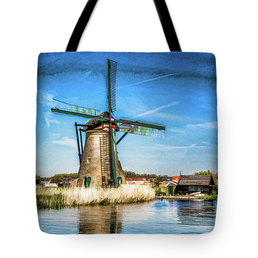 Kinderdijk Tote Bag featuring the digital art Cutting Through the Wind by Lisa Lemmons-Powers