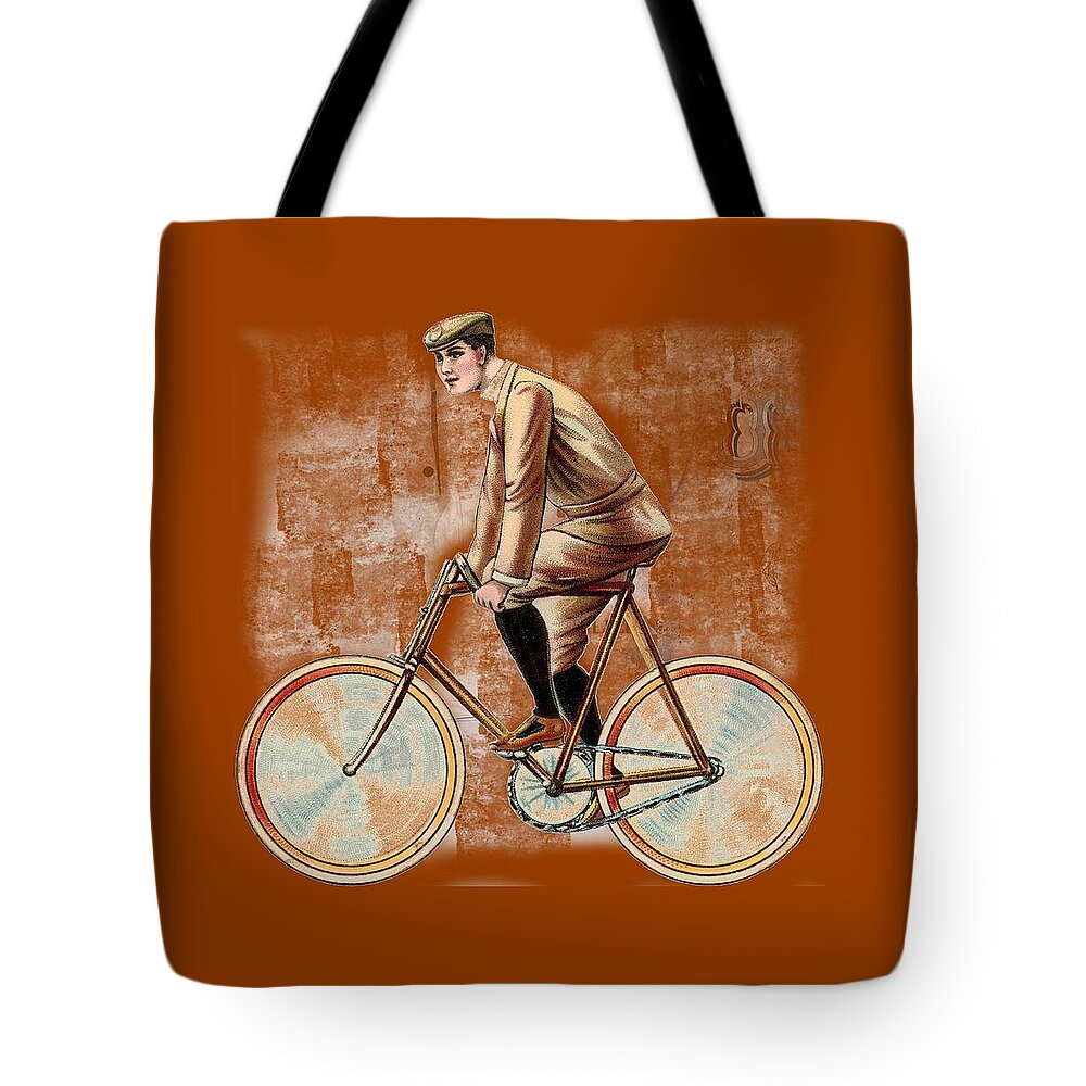 Cycling Man T Shirt Design Tote Bag featuring the digital art Cycling Man T Shirt Design by Bellesouth Studio