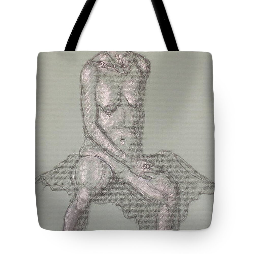 Realism Tote Bag featuring the drawing Cynthia with Hair Up by Donelli DiMaria