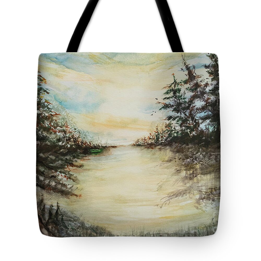 Landscape Tote Bag featuring the painting Cypress Christmas by Francelle Theriot
