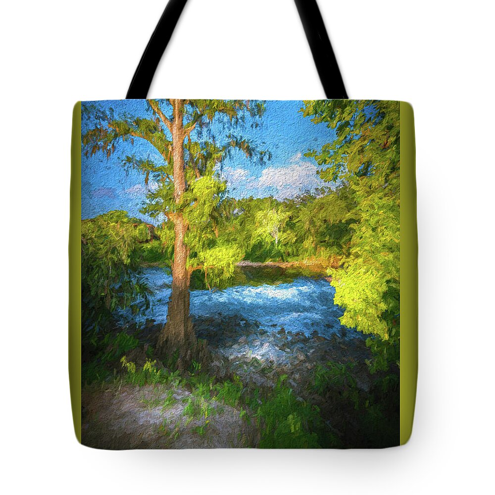 Cypress Tote Bag featuring the photograph Cypress Tree By The River by Marvin Spates