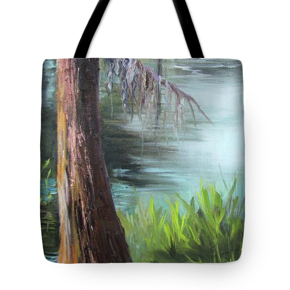 Cypress Tote Bag featuring the painting Cypress Up Close by Barbara Haviland