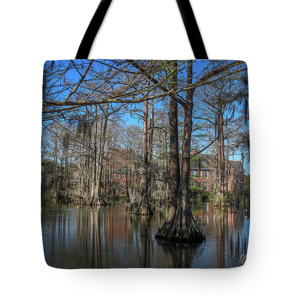 Ul Tote Bag featuring the photograph Cyprus Lake 2 by Gregory Daley MPSA