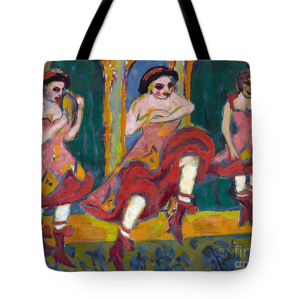 Ernst Ludwig Kirchner Tote Bag featuring the painting Czardas Dancers by Celestial Images