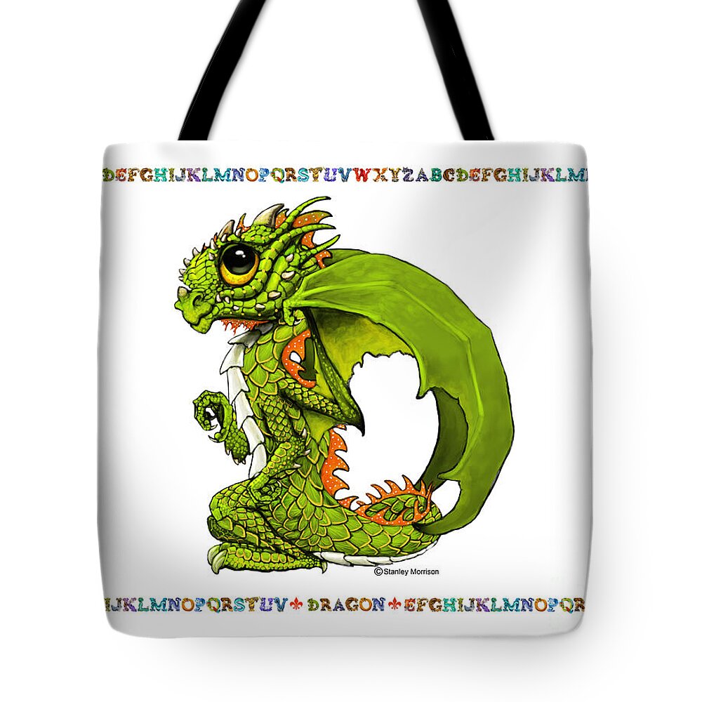 Dragon Tote Bag featuring the digital art D is for Dragon by Stanley Morrison