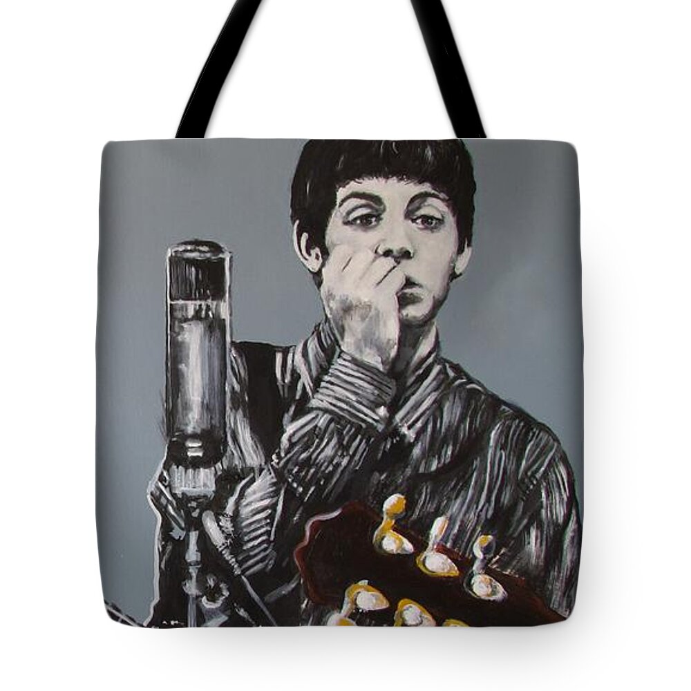 Paul Mccartney Tote Bag featuring the painting D-Note by Eric Dee
