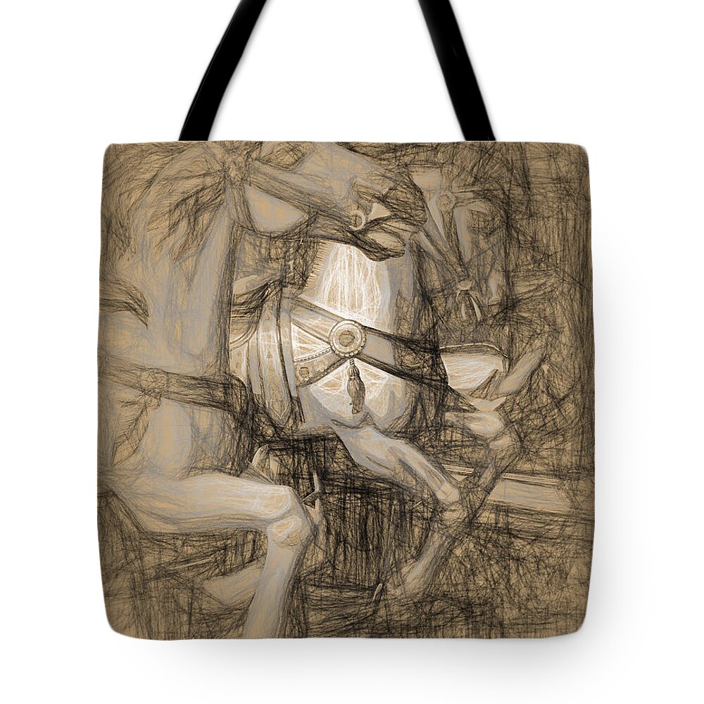 Horse Tote Bag featuring the photograph DA Vinci Carousel by Pete Rems