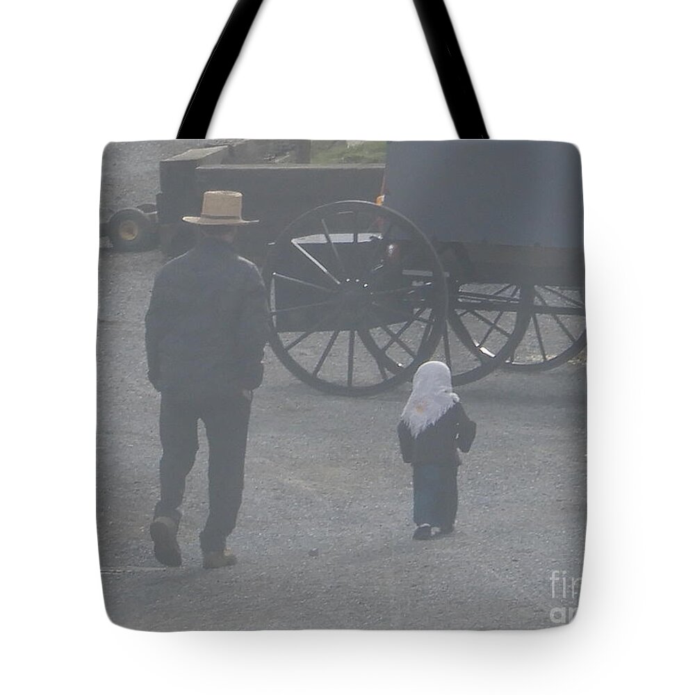 Amish Tote Bag featuring the photograph Dad and Daughter by Christine Clark