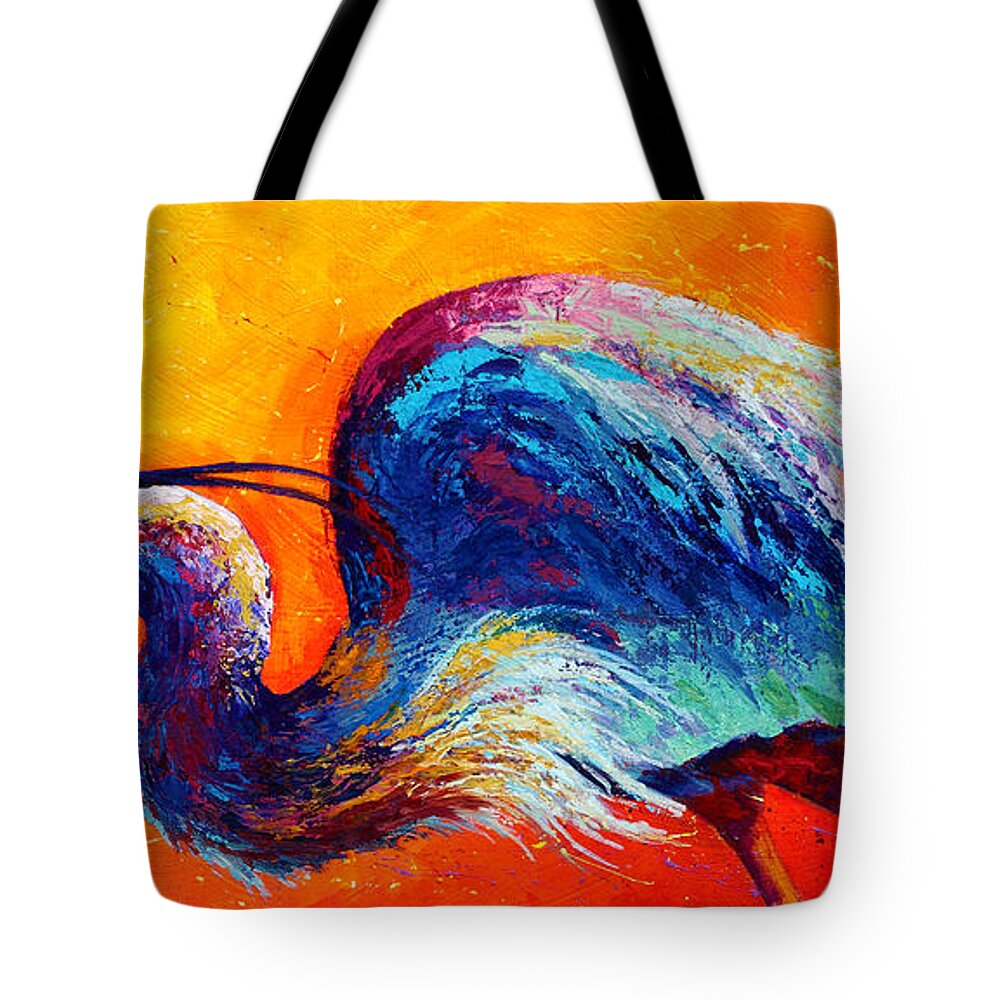Heron Tote Bag featuring the painting Daddy Long Legs - Great Blue Heron by Marion Rose