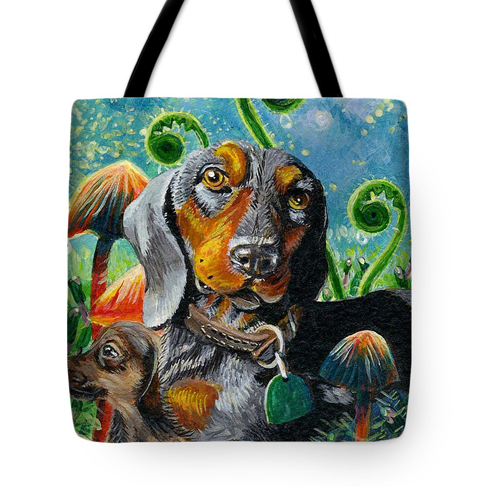 Dog Tote Bag featuring the painting Daddy Love by Jacquelin L Vanderwood Westerman