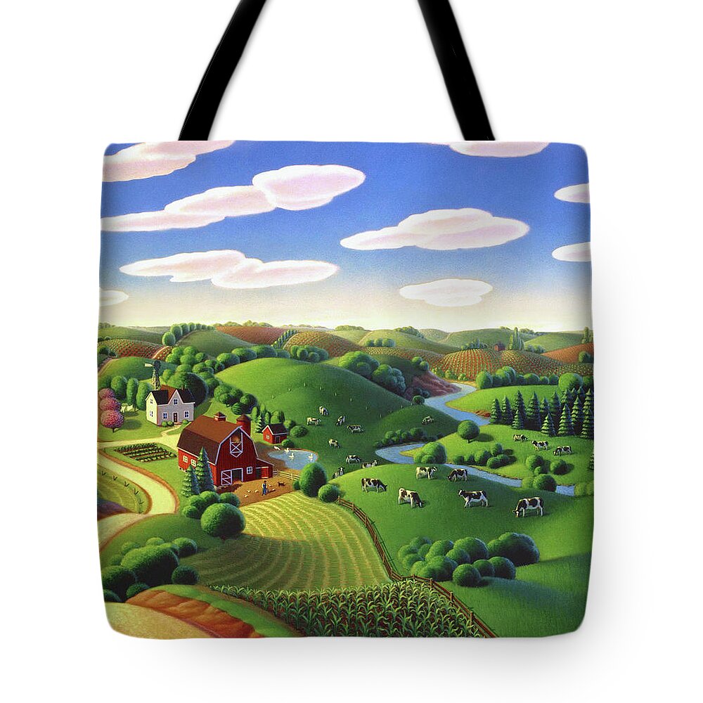 Dairy Farm Tote Bag featuring the painting Dairy Farm by Robin Moline