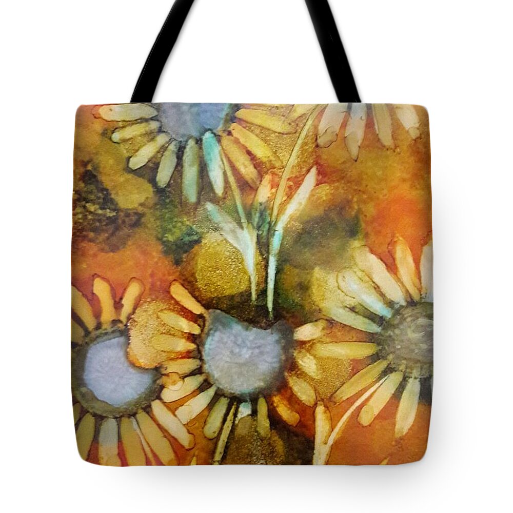 Alcohol Tote Bag featuring the painting Daisies by Terri Mills