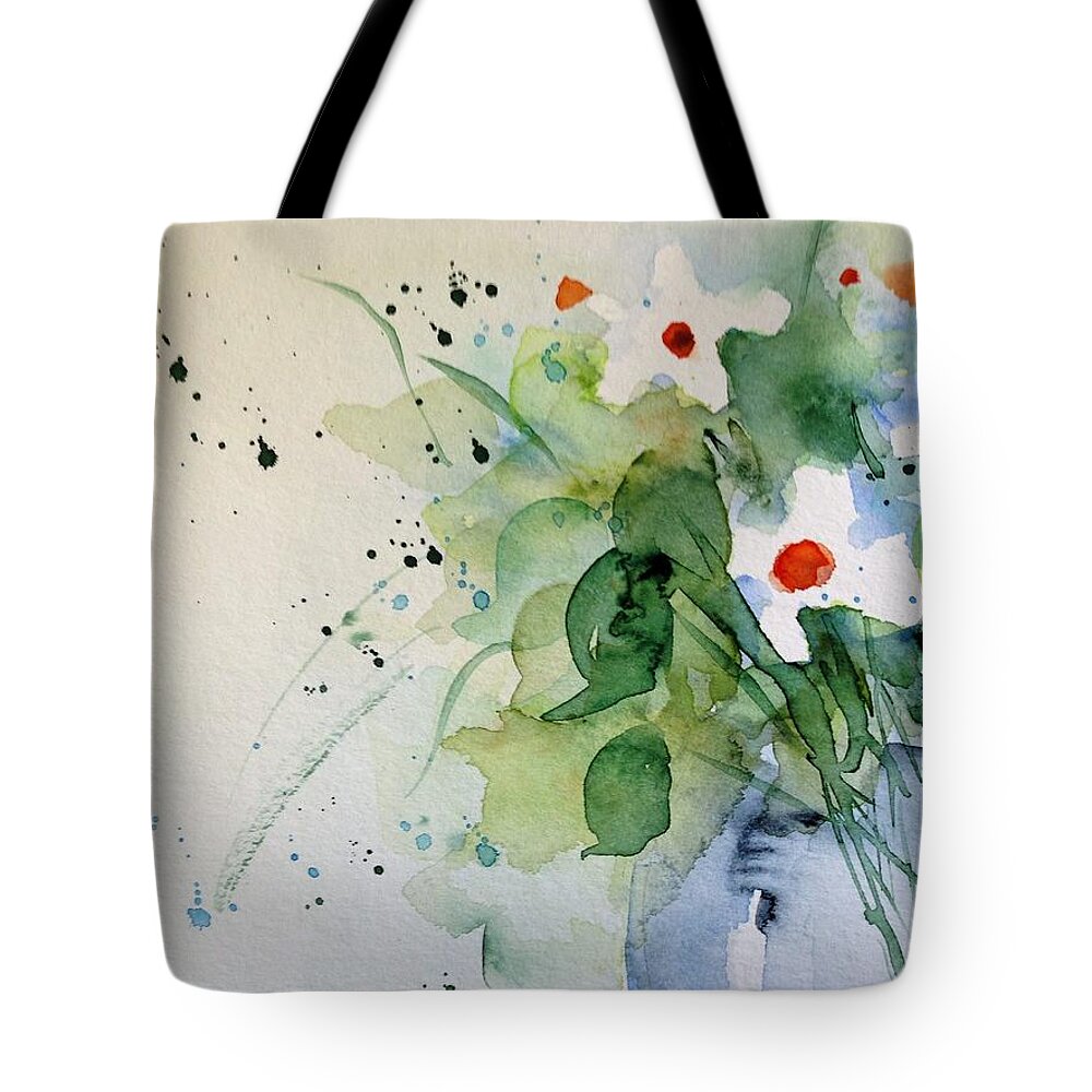 Daisy Tote Bag featuring the painting Daisy in the vase by Britta Zehm