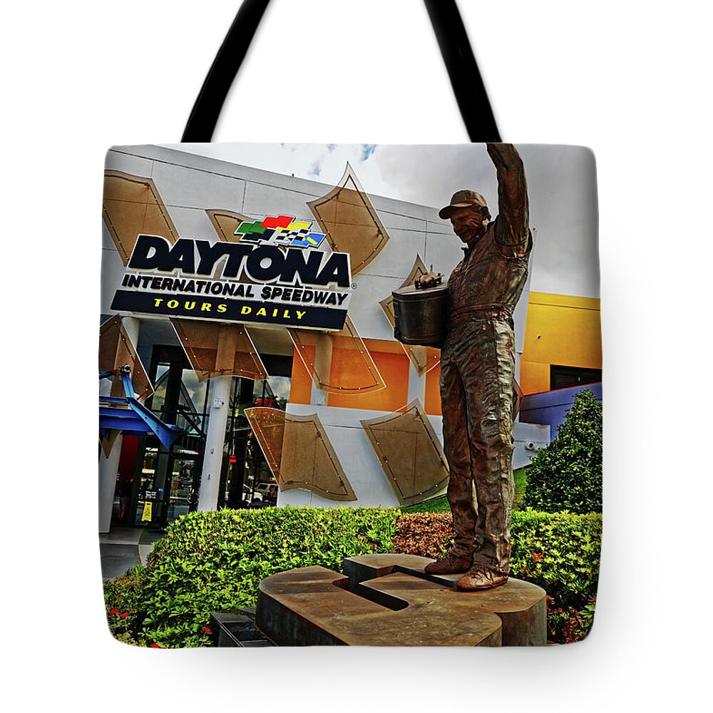 Dale Earnhardt Tote Bag featuring the photograph Dale Earnhardt Statue by Paul Mashburn