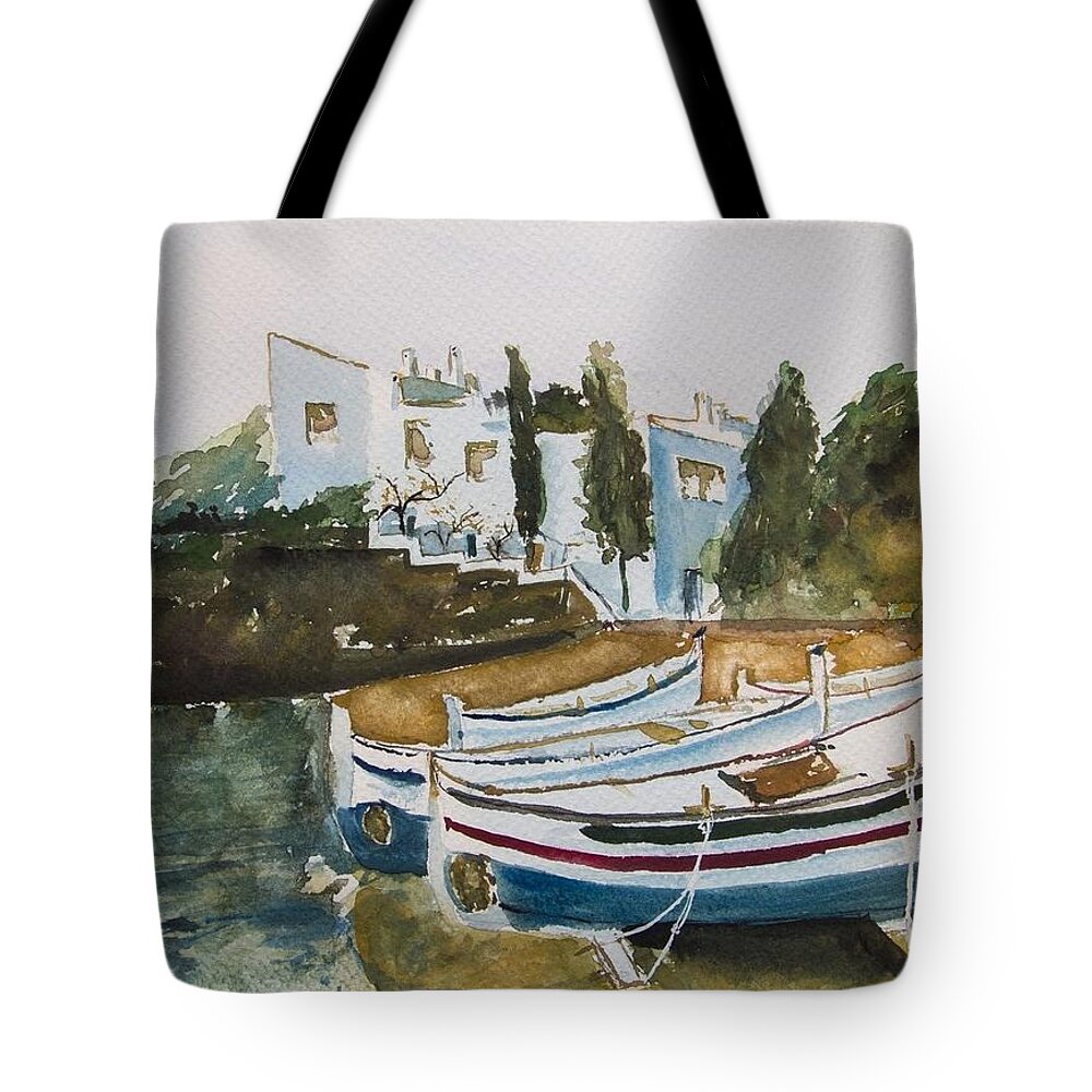 Dali Tote Bag featuring the painting Dali house from Portlligat by Manuela Constantin