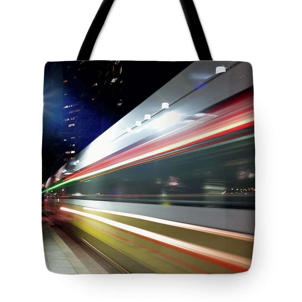 Dart Tote Bag featuring the photograph Dallas DART TRAIN 012518 by Rospotte Photography