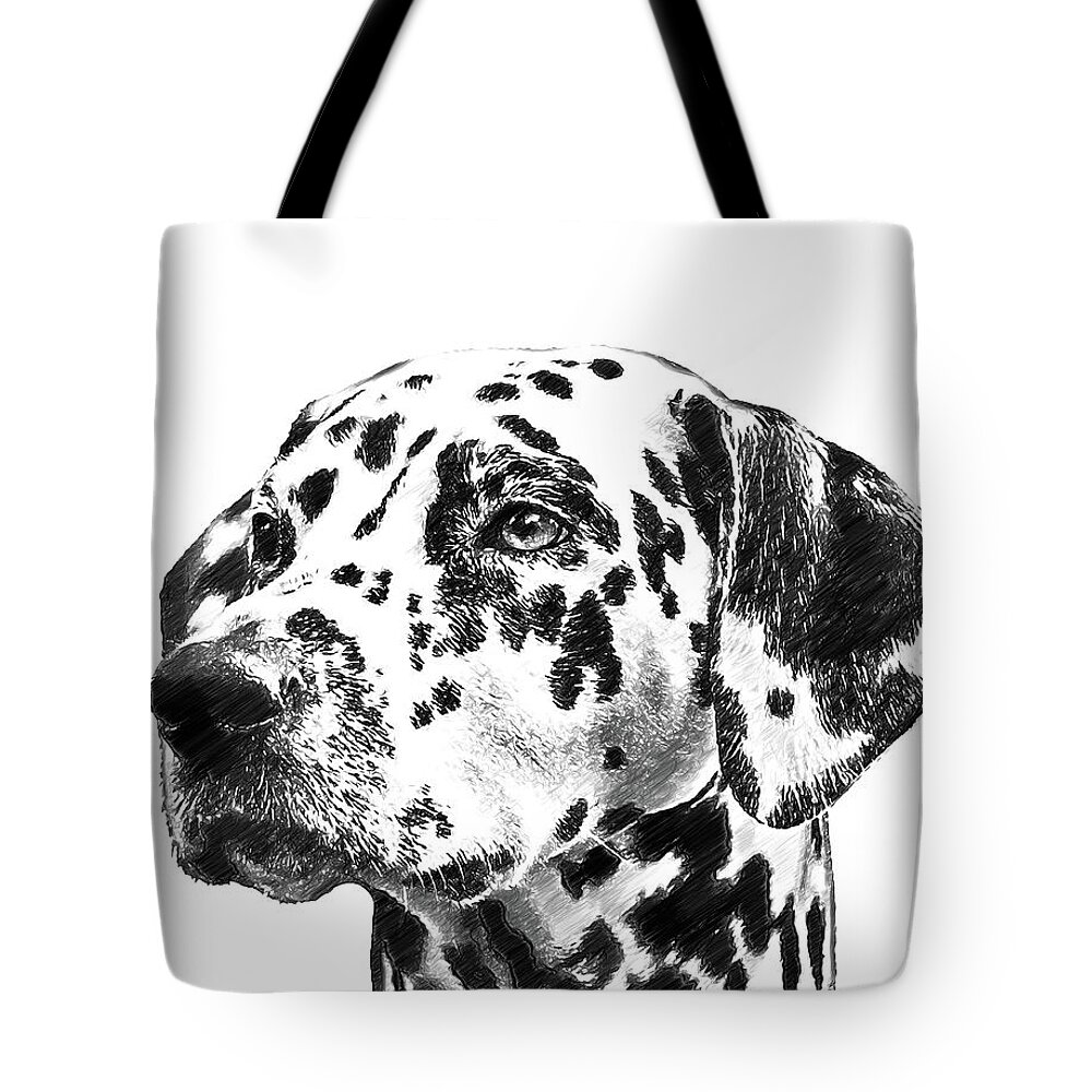 Dalmatians Tote Bag featuring the drawing Dalmatians - DWP765138 by Dean Wittle
