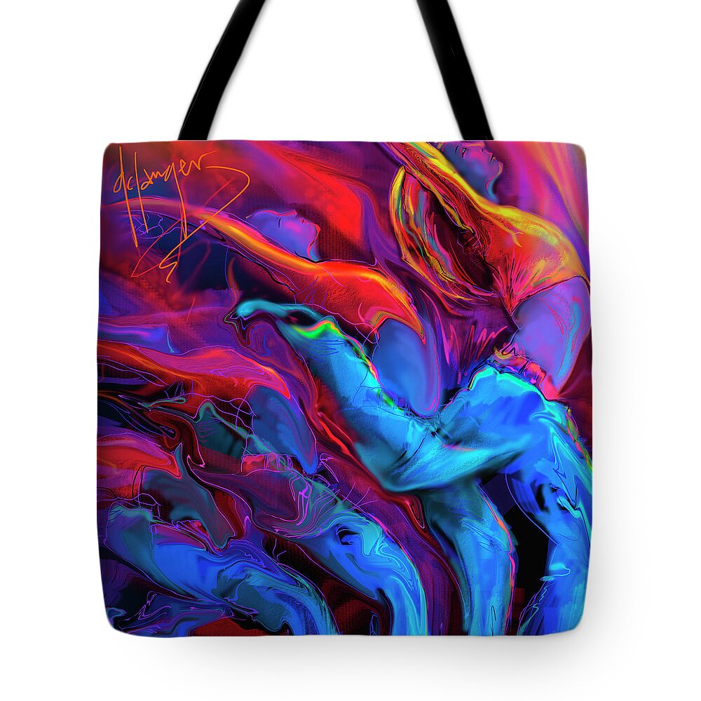 Guitar Tote Bag featuring the painting Dance, Dance, Dance by DC Langer